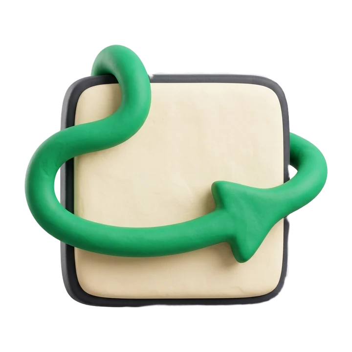 A soft clay web page with an undo arrow looping around it