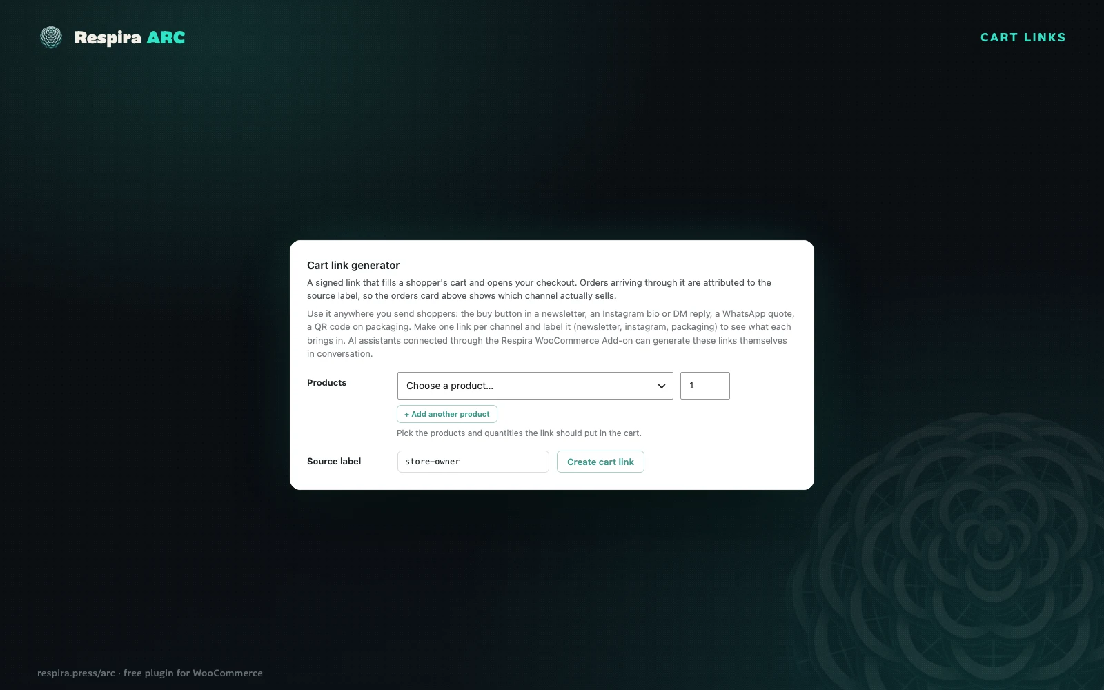 Signed cart-link generator with order attribution by source