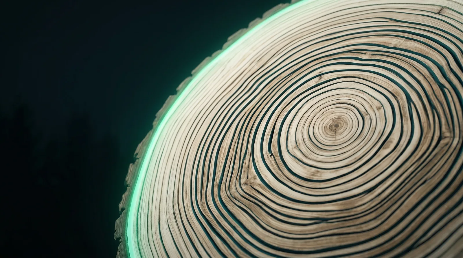 Concentric Saturn-like rings rendered in deep teal and cream, abstract framing for WordPress 7.0 Armstrong