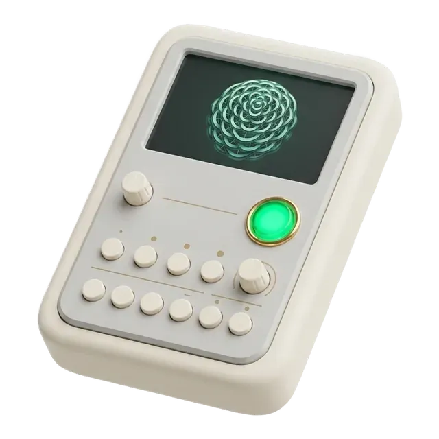 A small pocket recorder with its approve button lit