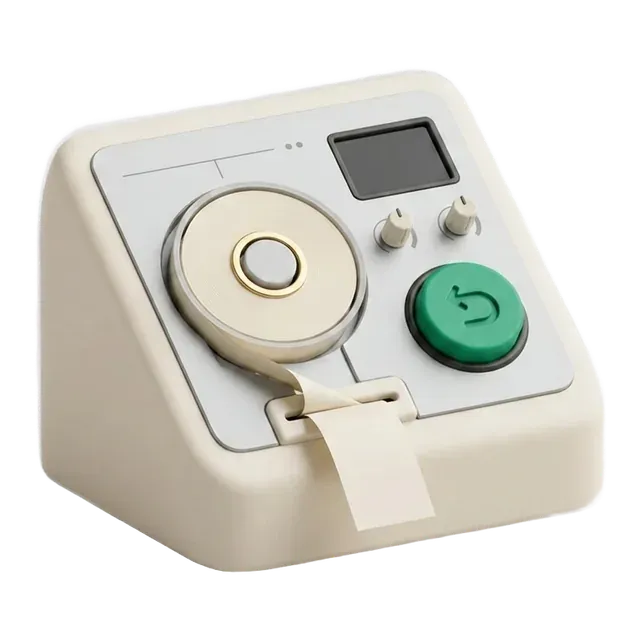 A tape module with a paper receipt roll and an undo button